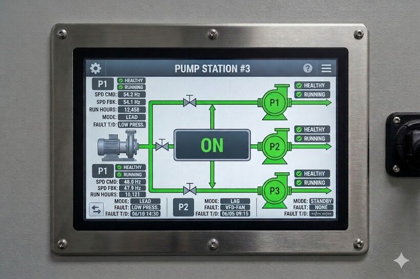 HMI operator interface screen
